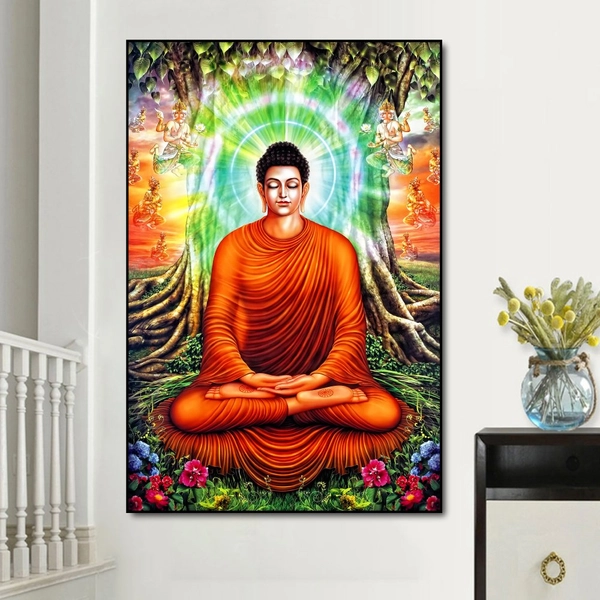 Tranh Đức Phật Thích Ca Nhập Niết Bàn Dưới Gốc Bồ Đề