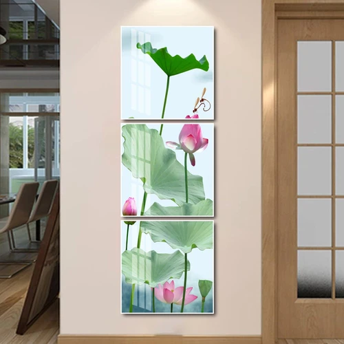 Tranh treo tường chuồn chuồn trên sen hồng