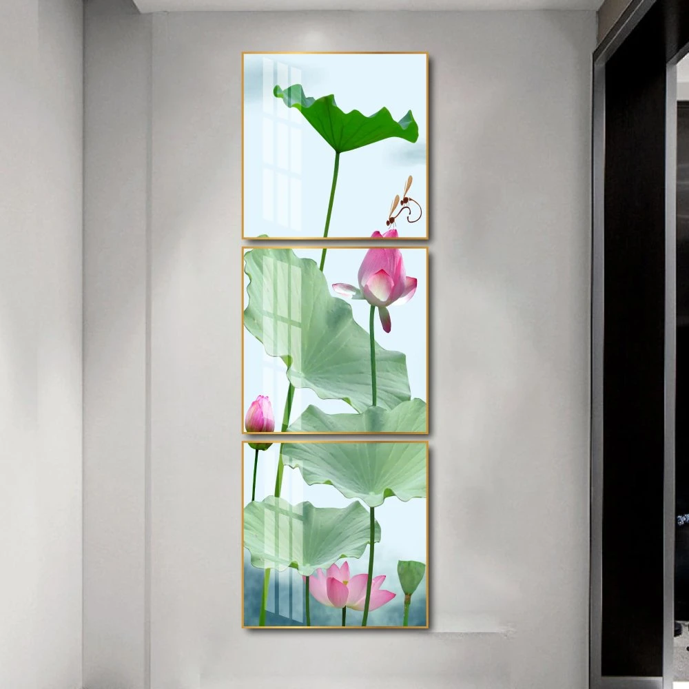 Tranh treo tường chuồn chuồn trên sen hồng
