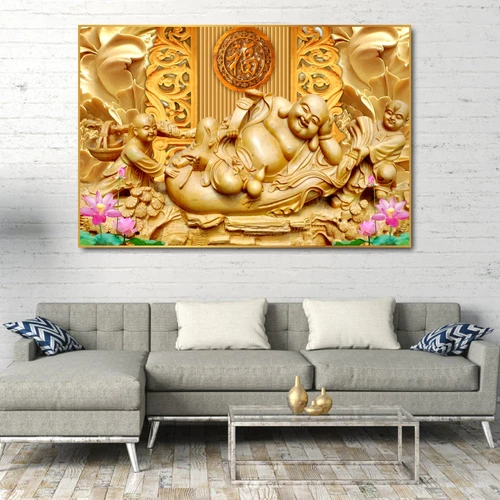 Tranh treo tường phật di lặc và chữ phúc