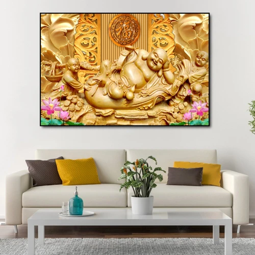 Tranh treo tường phật di lặc và chữ phúc