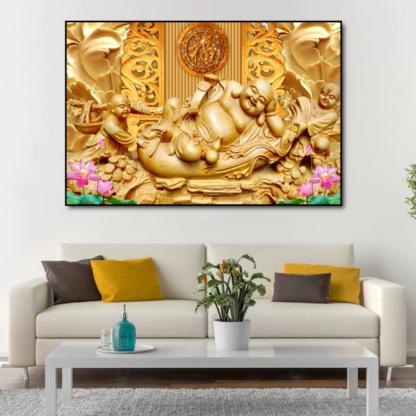 Tranh treo tường phật di lặc và chữ phúc