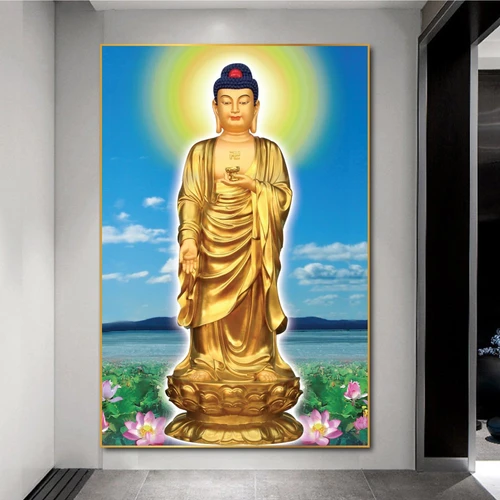 Tranh treo tường đức phật giữa hồ sen