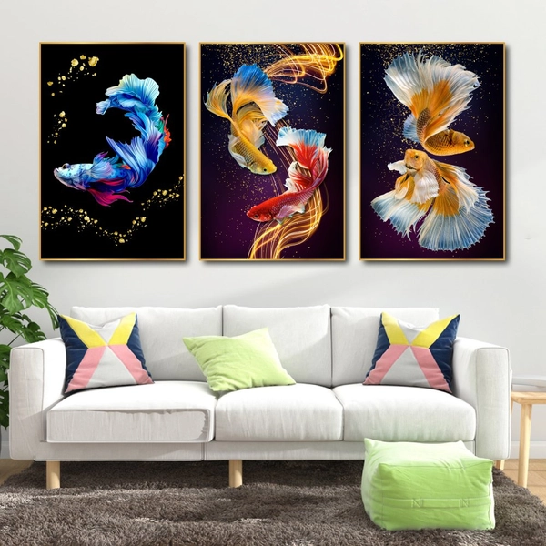 Tranh treo tường Cá nghệ thuật sắc màu