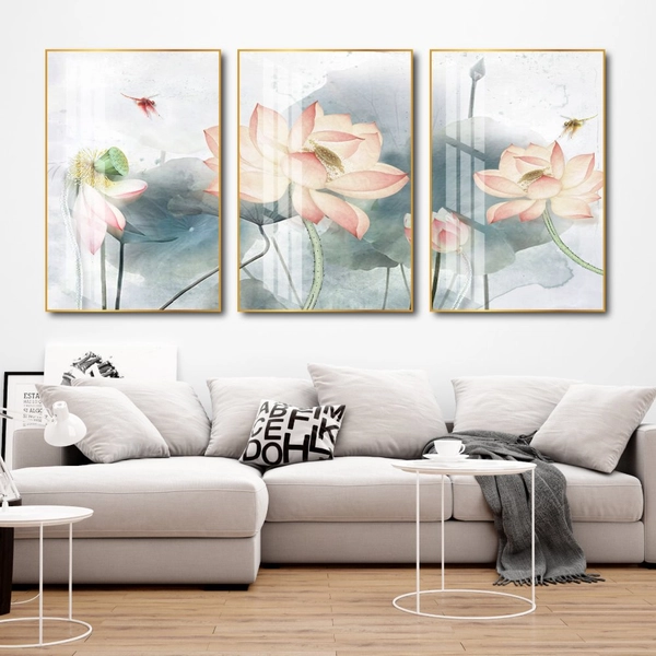 Tranh treo tường hoa sen hồng 3