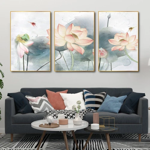 Tranh treo tường hoa sen hồng 3