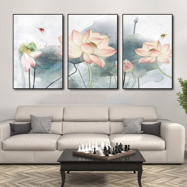 Tranh treo tường hoa sen hồng 3