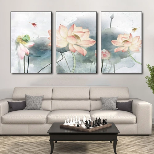 Tranh treo tường hoa sen hồng 3