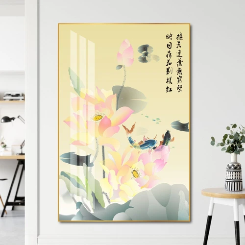 Tranh treo tường hoa sen hồng và cá chép