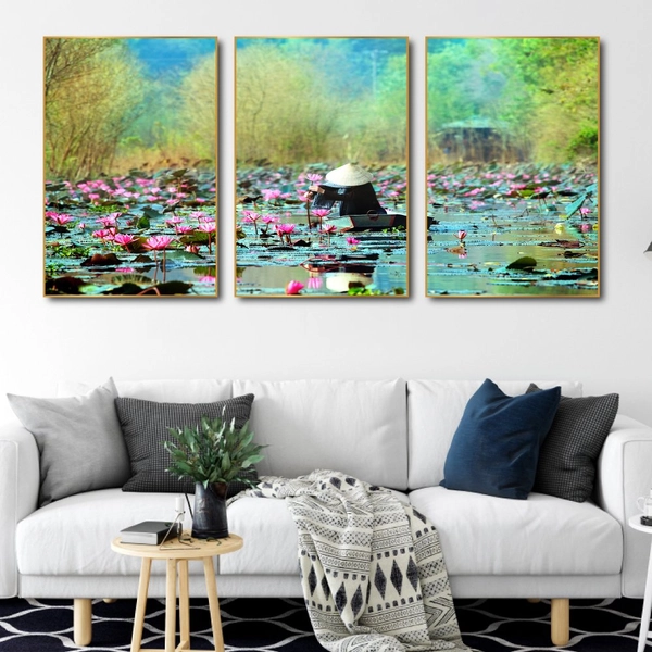 Tranh treo tường cảnh hái sen