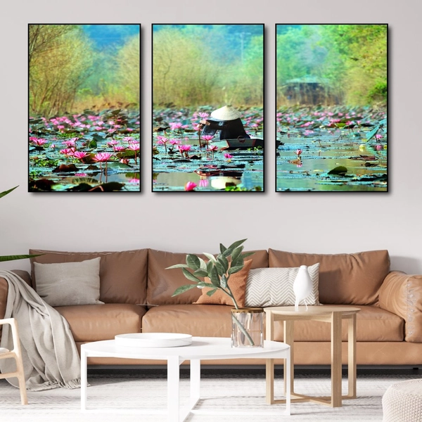 Tranh treo tường cảnh hái sen