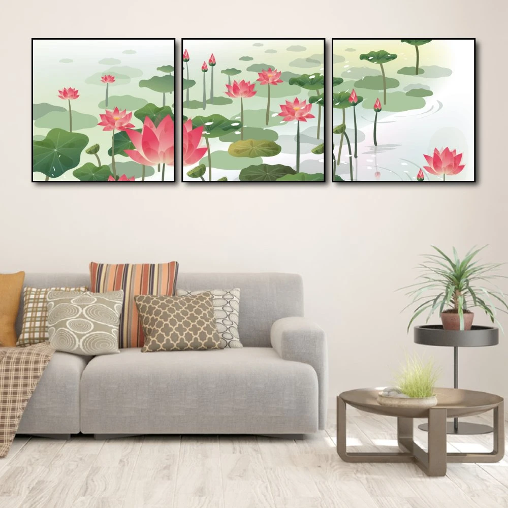 Tranh treo tường hồ sen hồng 3