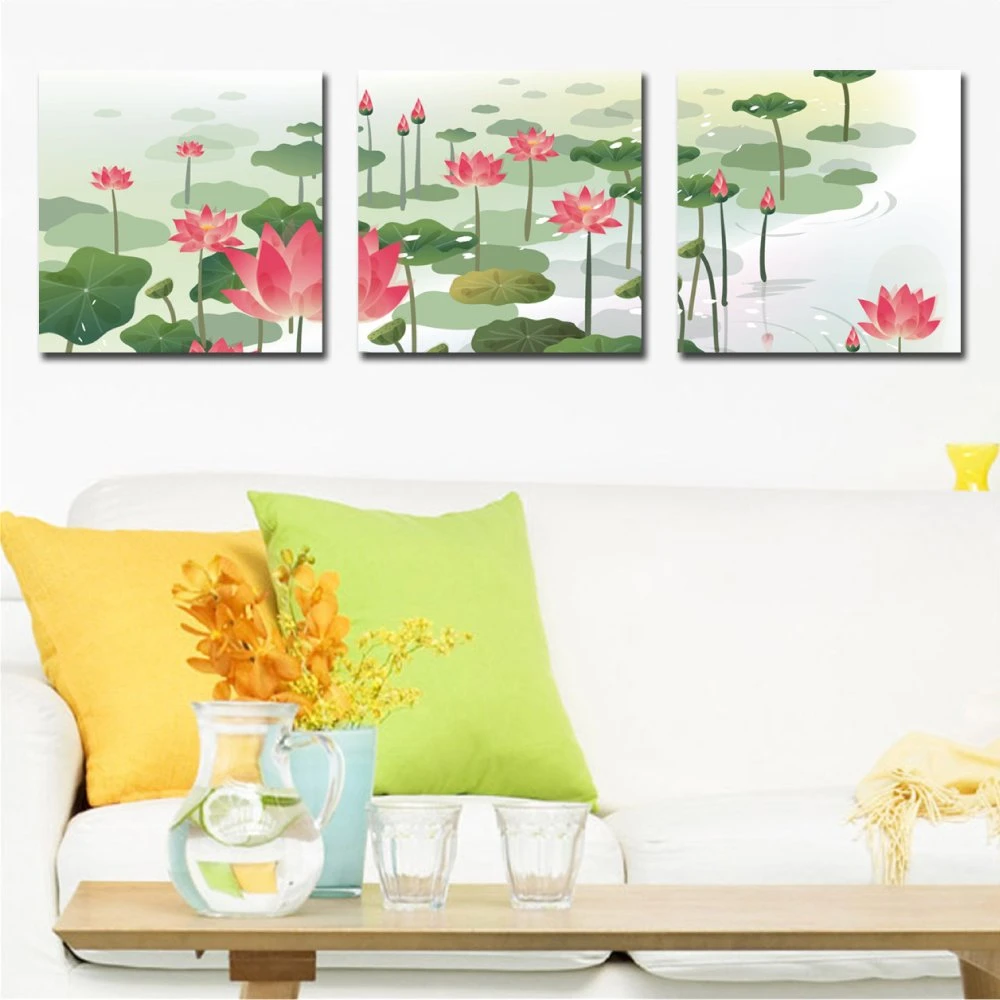 Tranh treo tường hồ sen hồng 3
