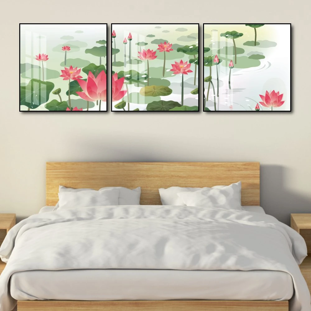 Tranh treo tường hồ sen hồng 3