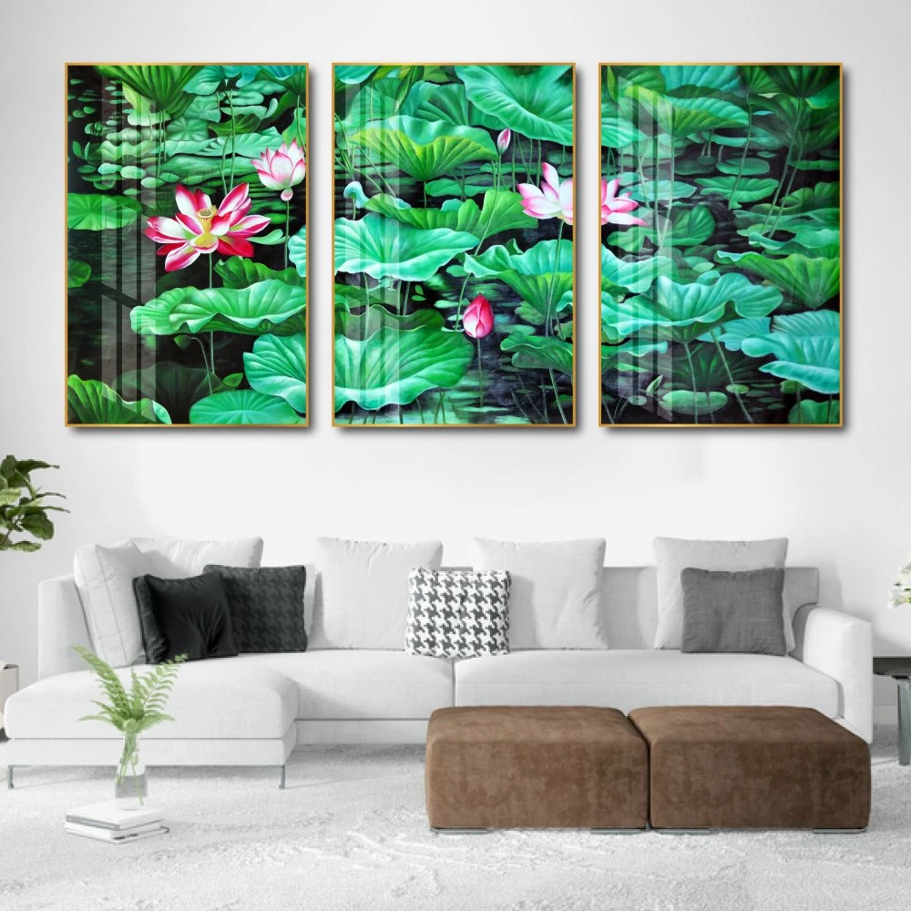 Tranh treo tường hồ sen hồng 4