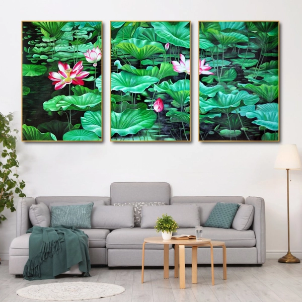 Tranh treo tường hồ sen hồng 4