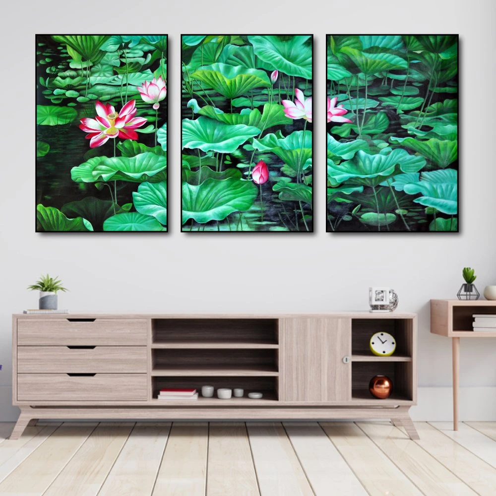 Tranh treo tường hồ sen hồng 4