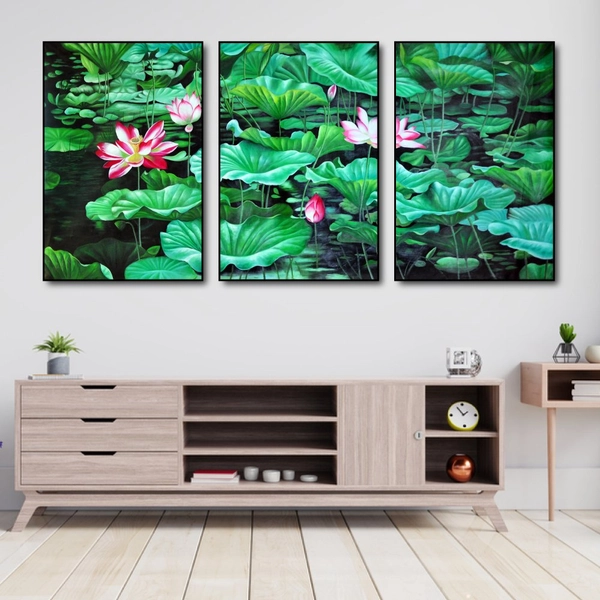 Tranh treo tường hồ sen hồng 4