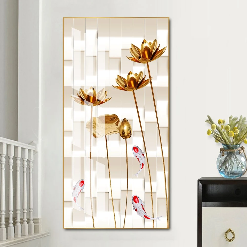 Tranh treo tường sen vàng và cá chép 2