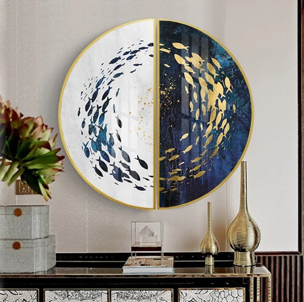 Tranh Bán Nguyệt Cá Vàng Nghệ Thuật