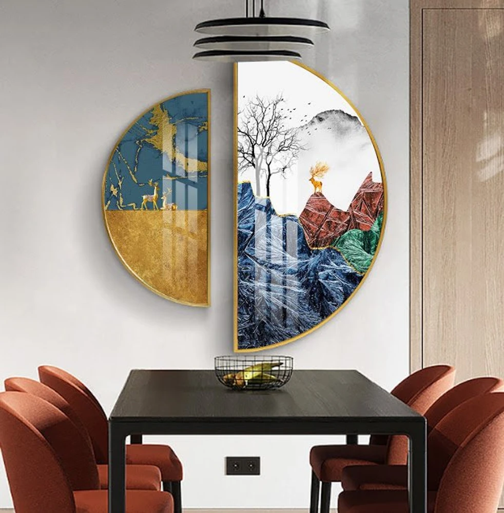 Tranh Bán Nguyệt Hươu Vàng Nghệ Thuật 3