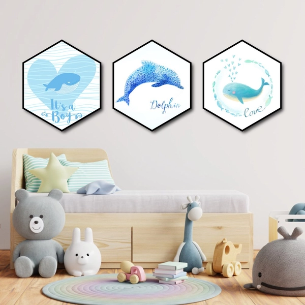 Tranh treo tường cá heo xanh