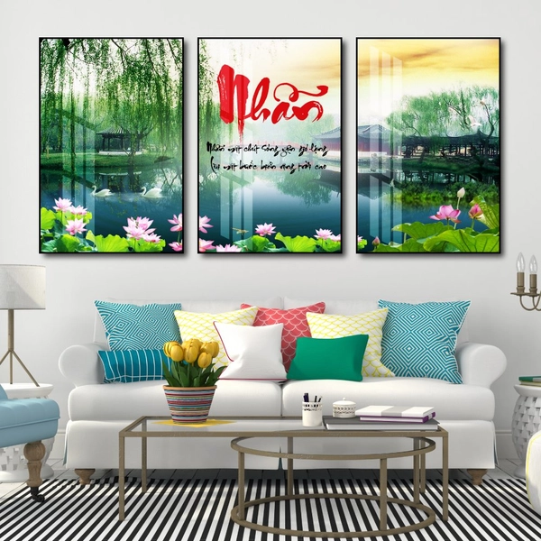 Tranh treo tường phong cảnh và chữ nhẫn