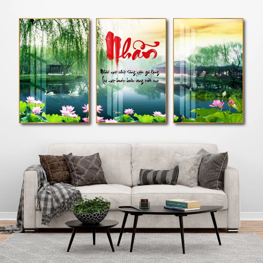 Tranh treo tường phong cảnh và chữ nhẫn