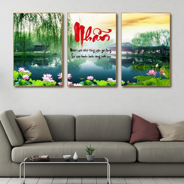 Tranh treo tường phong cảnh và chữ nhẫn