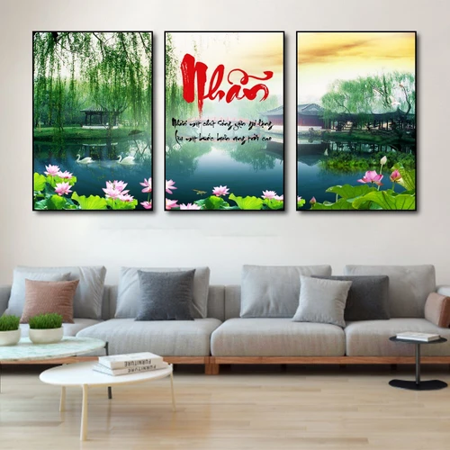 Tranh treo tường phong cảnh và chữ nhẫn