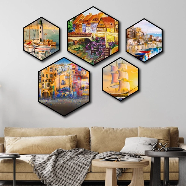 Tranh treo tường thành phố sơn dầu