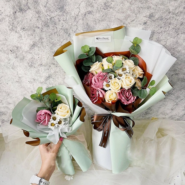Combo bó hoa hồng sáp thơm pastel