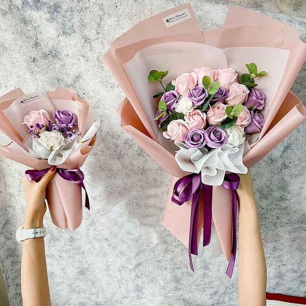 Combo bó hoa hồng sáp thơm pastel