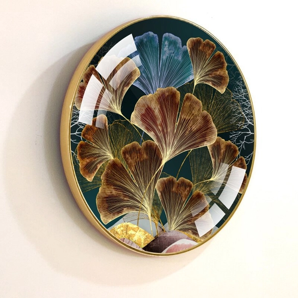 Tranh Tròn Tráng Gương Lá Rẻ Quạt Nghệ Thuật