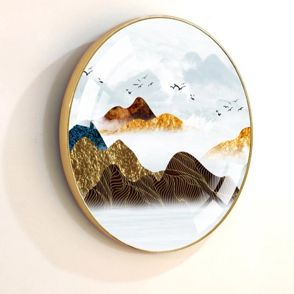 Tranh Tròn Tráng Gương Núi Nghệ Thuật Tối Giản
