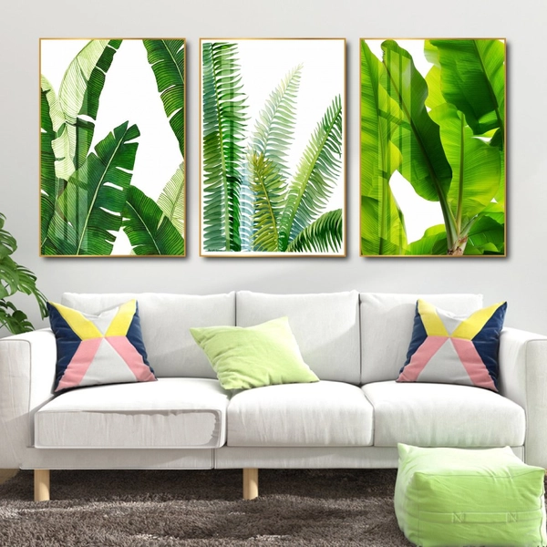 Bộ 3 tranh treo tường 3 lá xanh 2