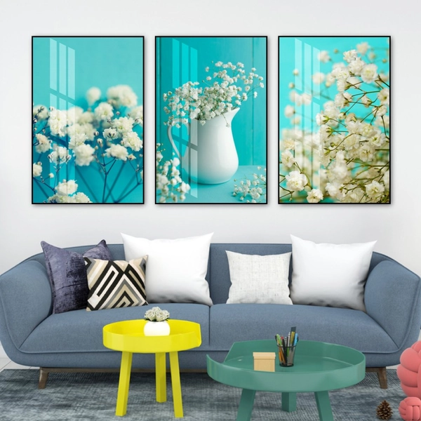 Tranh treo tường hoa baby trắng