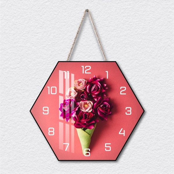 Tranh Đồng Hồ Hoa Hồng Rực Rỡ