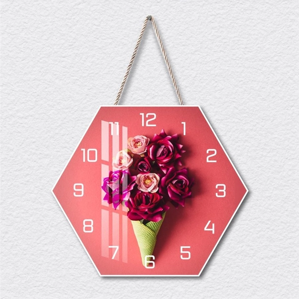Tranh Đồng Hồ Hoa Hồng Rực Rỡ