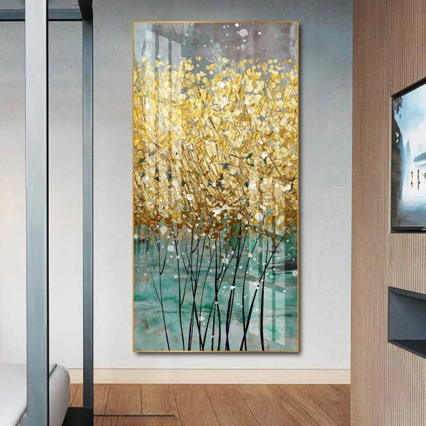 Tranh treo tường lá vàng kim