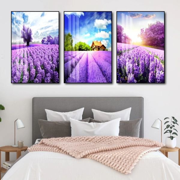 Tranh treo tường phong cảnh cánh đồng sắc tím