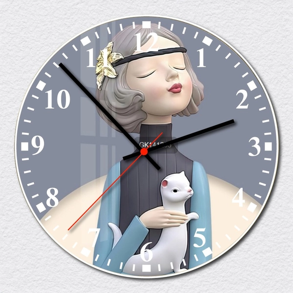 Đồng Hồ Vintage Cô Bé Và Chú Chồn Trắng
