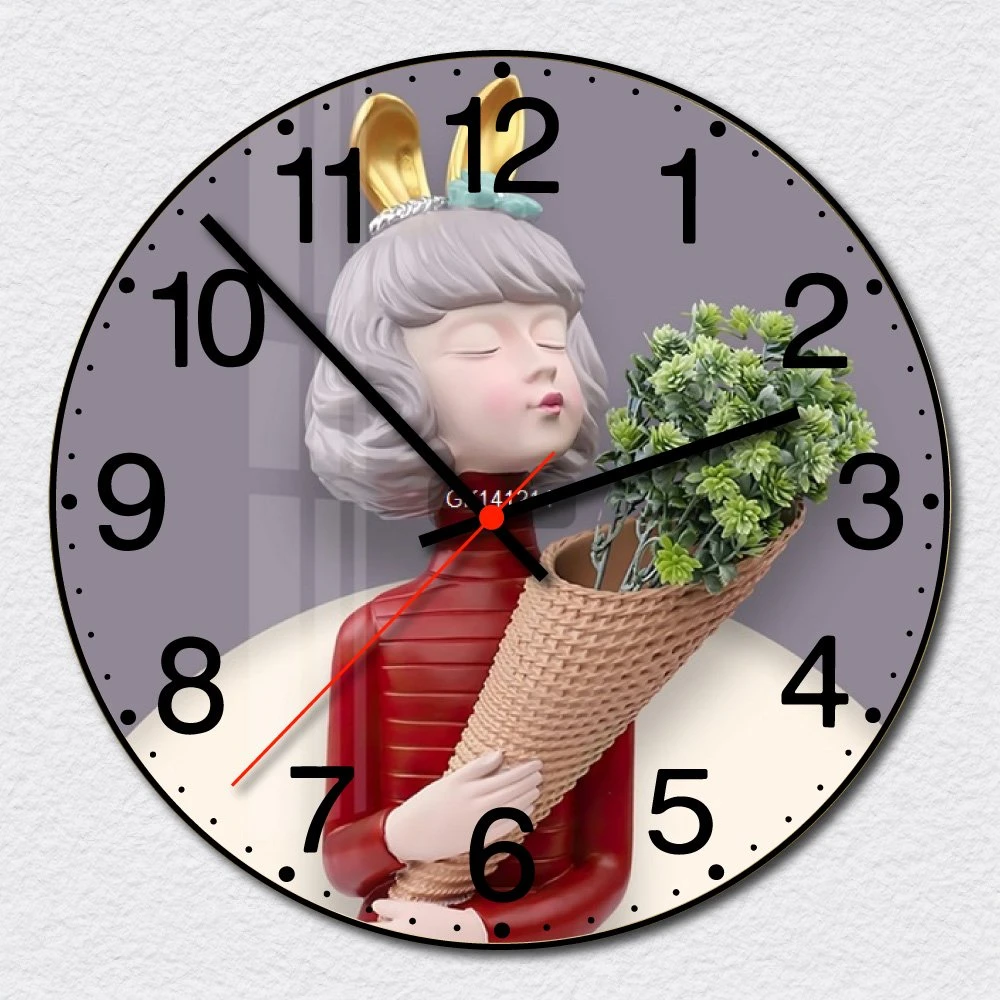 Đồng Hồ Vintage Cô Gái Thỏ Và Hoa