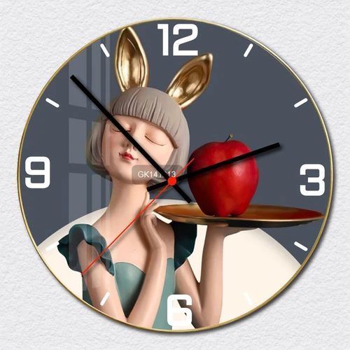 Đồng Hồ Vintage Cô Gái Thỏ Và Quả Táo Đỏ