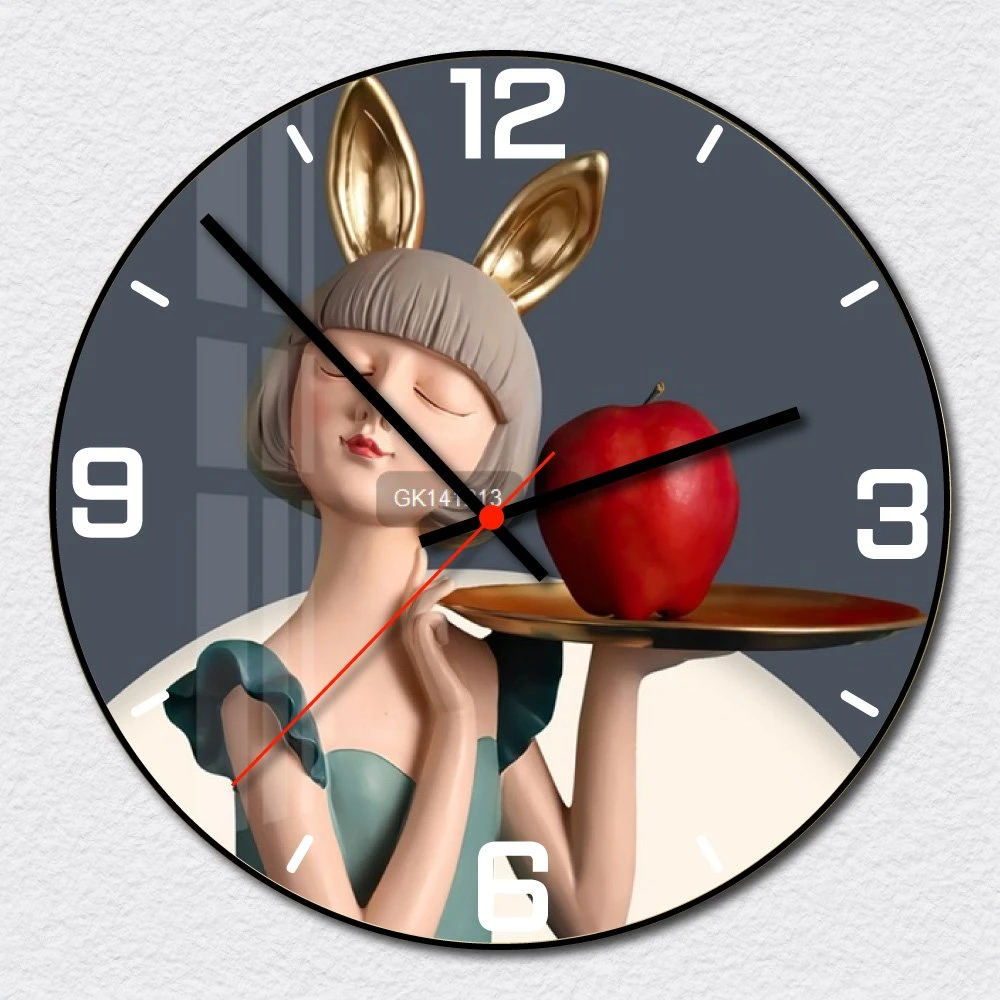 Đồng Hồ Vintage Cô Gái Thỏ Và Quả Táo Đỏ