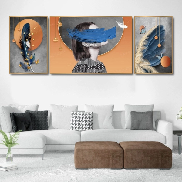 Tranh Treo Tường Cô Gái Và Lông Vũ Nghệ Thuật