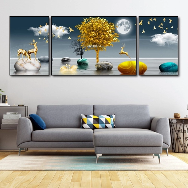 Tranh Treo Tường Hươu Và Cây Vàng Nghệ Thuật