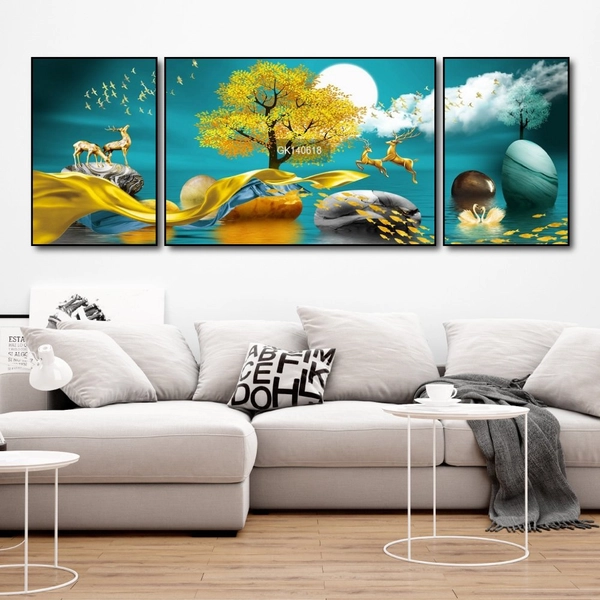 Tranh Treo Tường Hươu Và Cây Vàng Nghệ Thuật