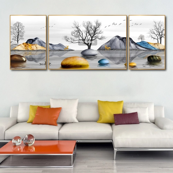 Tranh Treo Tường Hươu Vàng Và Núi Non