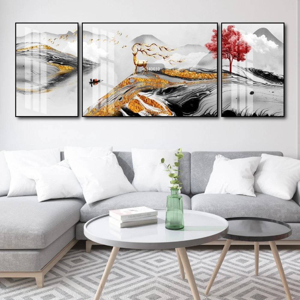 Tranh Treo Tường Hươu Vàng Và Núi Non